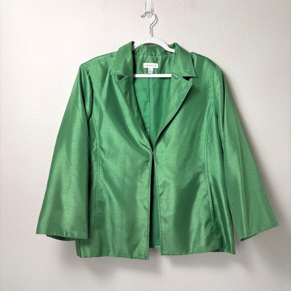 Susan Graver Jacket Size XL Green Shimmer Career Work Party Dressy - Picture 1 of 14